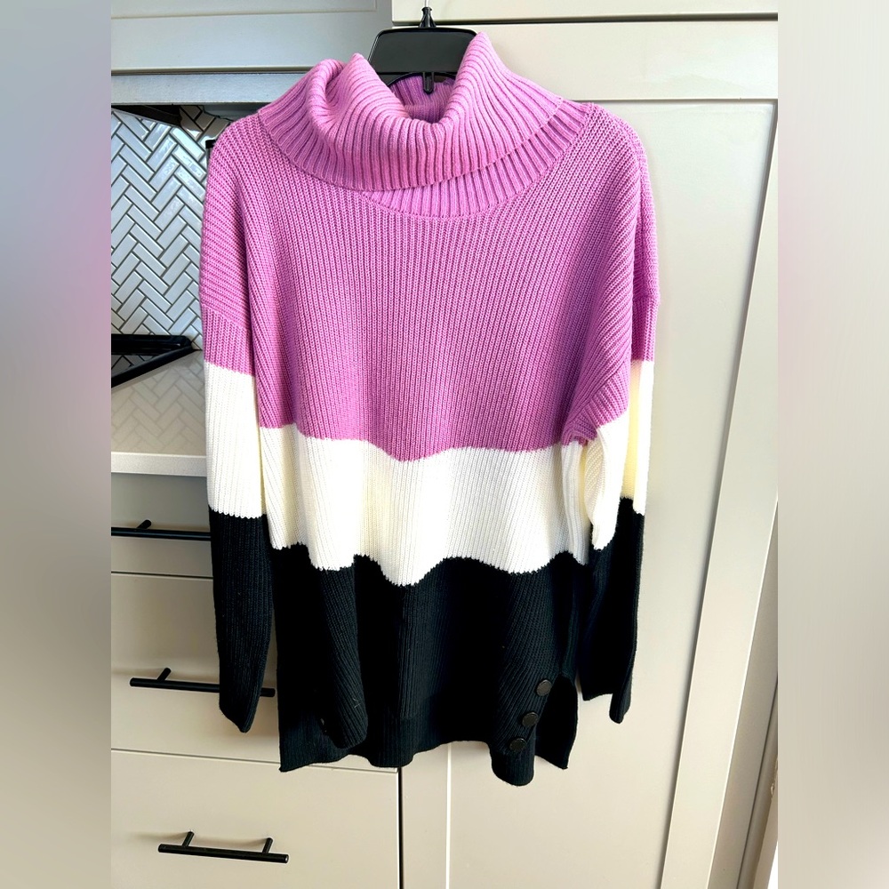 NWOT Women’s Karl Lagerfeld Turtleneck Colorblock Sweater - Size L